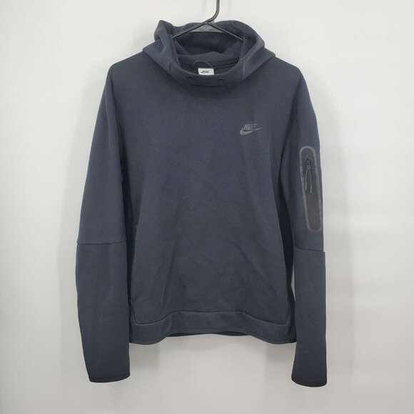 Nike Sportswear Tech Fleece Pullover Hoodie DD5174 Mens Medium Black Pockets - Picture 1 of 15